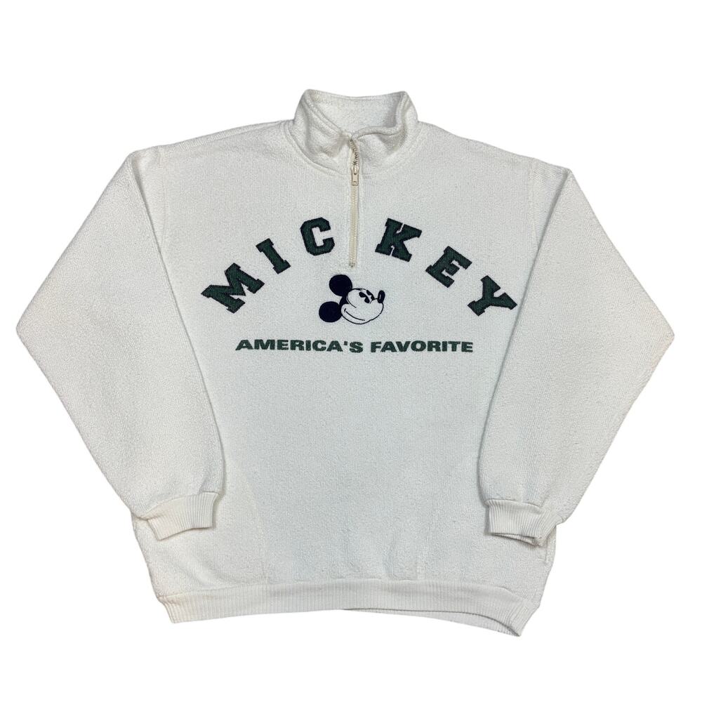 Vintage 90s Disney Mickey America's Favorite 1/4 Zip Pullover Large Loungewear
